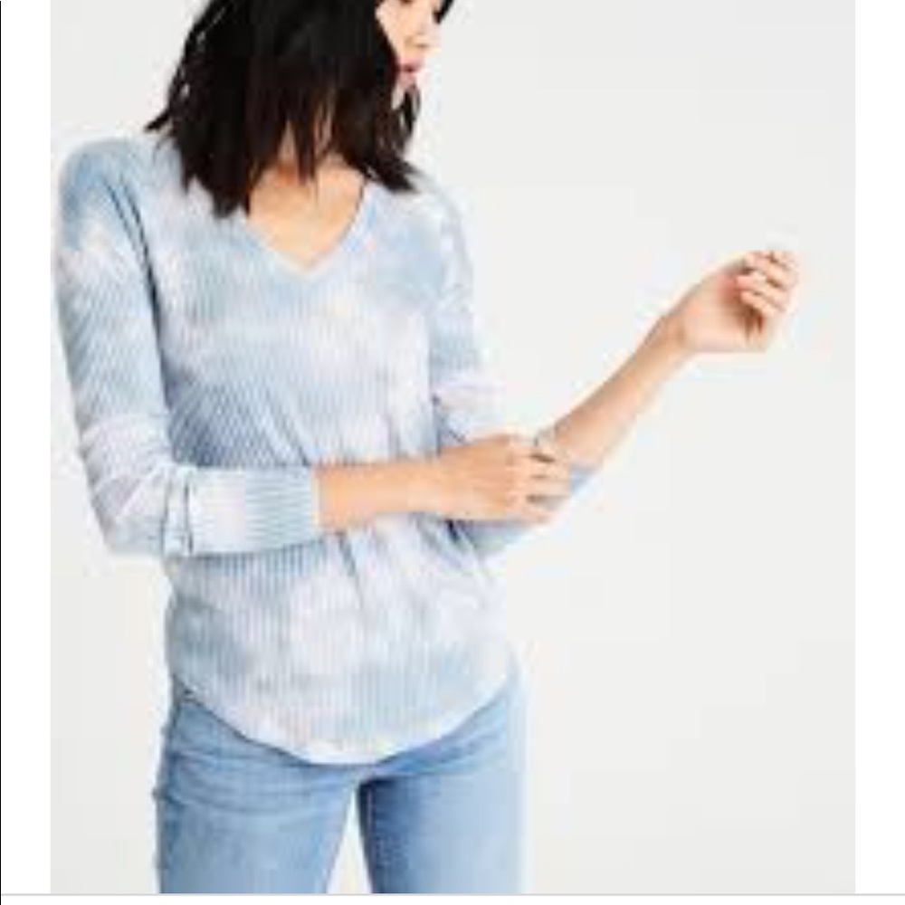 soft & sexy blue ribbed long sleeve